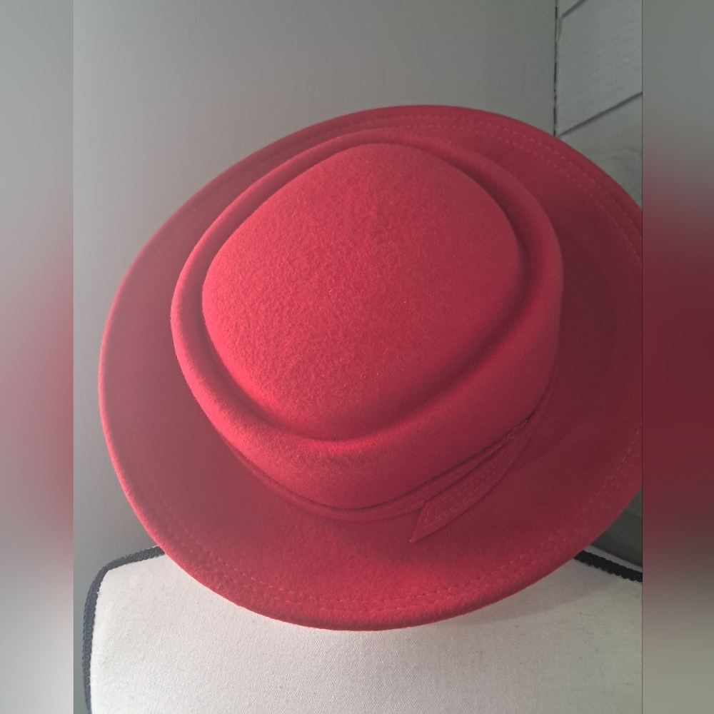 NWOT Pork Pie Wool Red Women's Hat - Picture 2 of 6